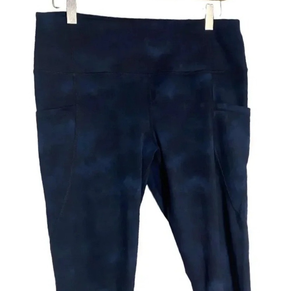 Active Life Leggings XL Marble Black Tie Dye High Waisted Side Pockets Athletic